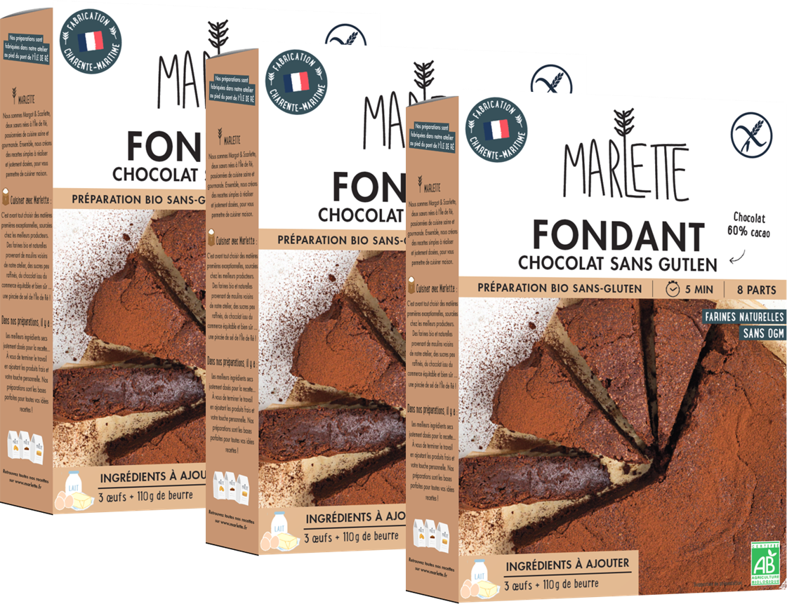 Lot de 3 Fondants au chocolat Sans Gluten Marlette