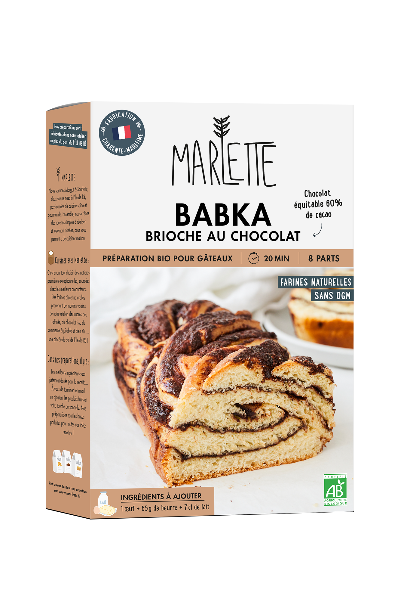 Préparation Marlette Babka, brioche tressée au chocolat
