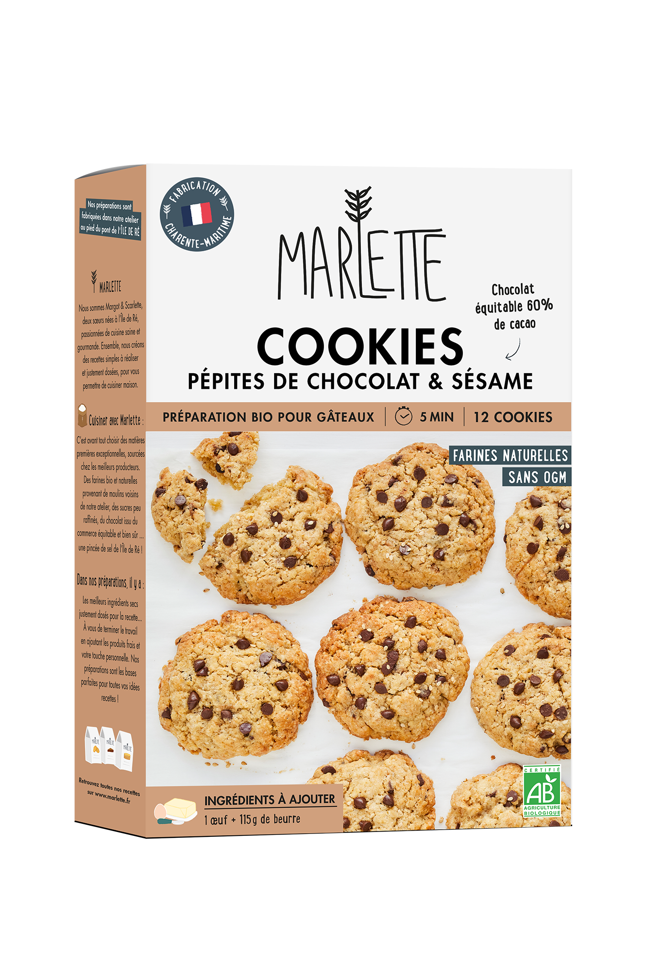 Préparation Marlette Cookies Pépites de Chocolat & Sésame