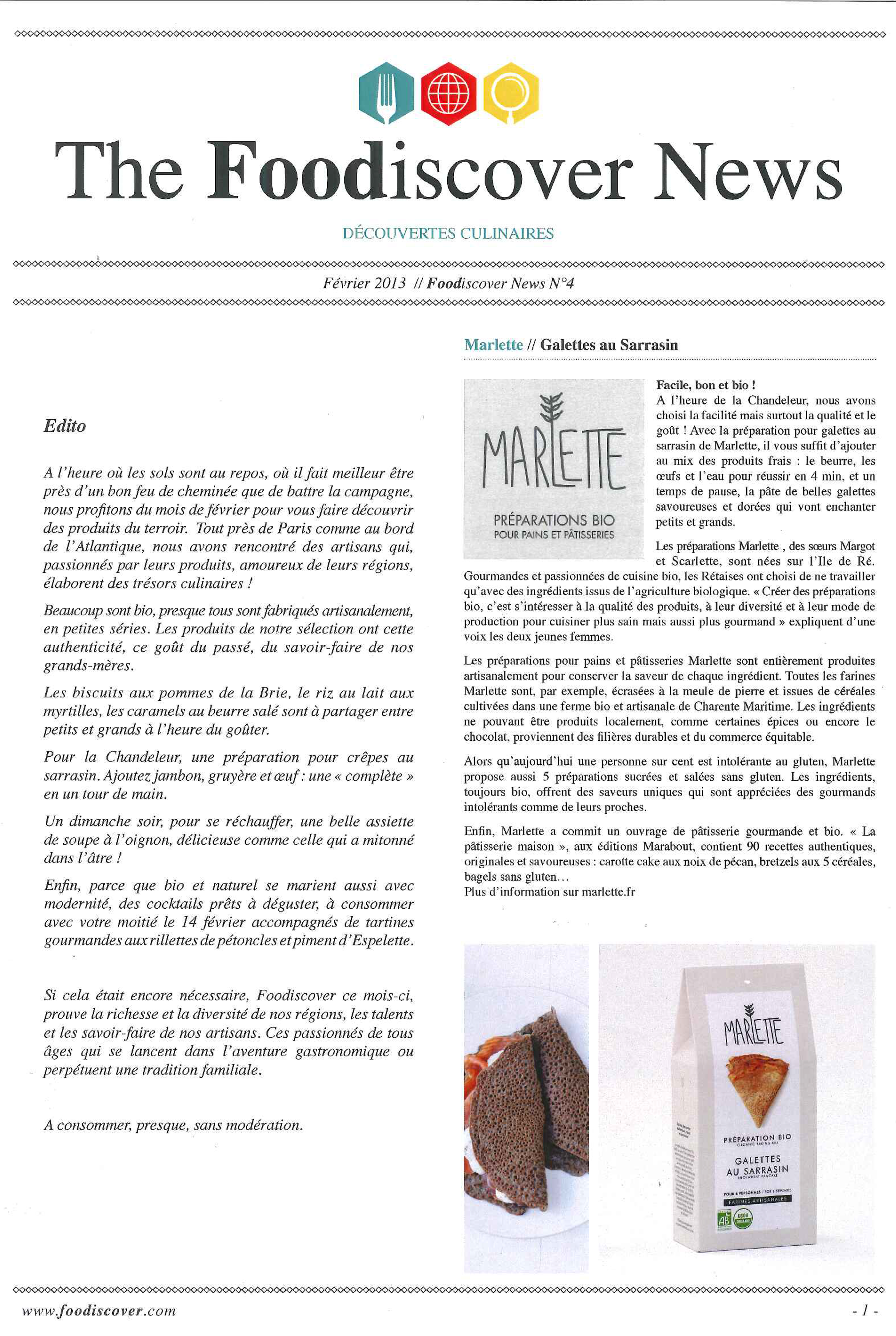 Foodiscover News n°4 – Février 2013