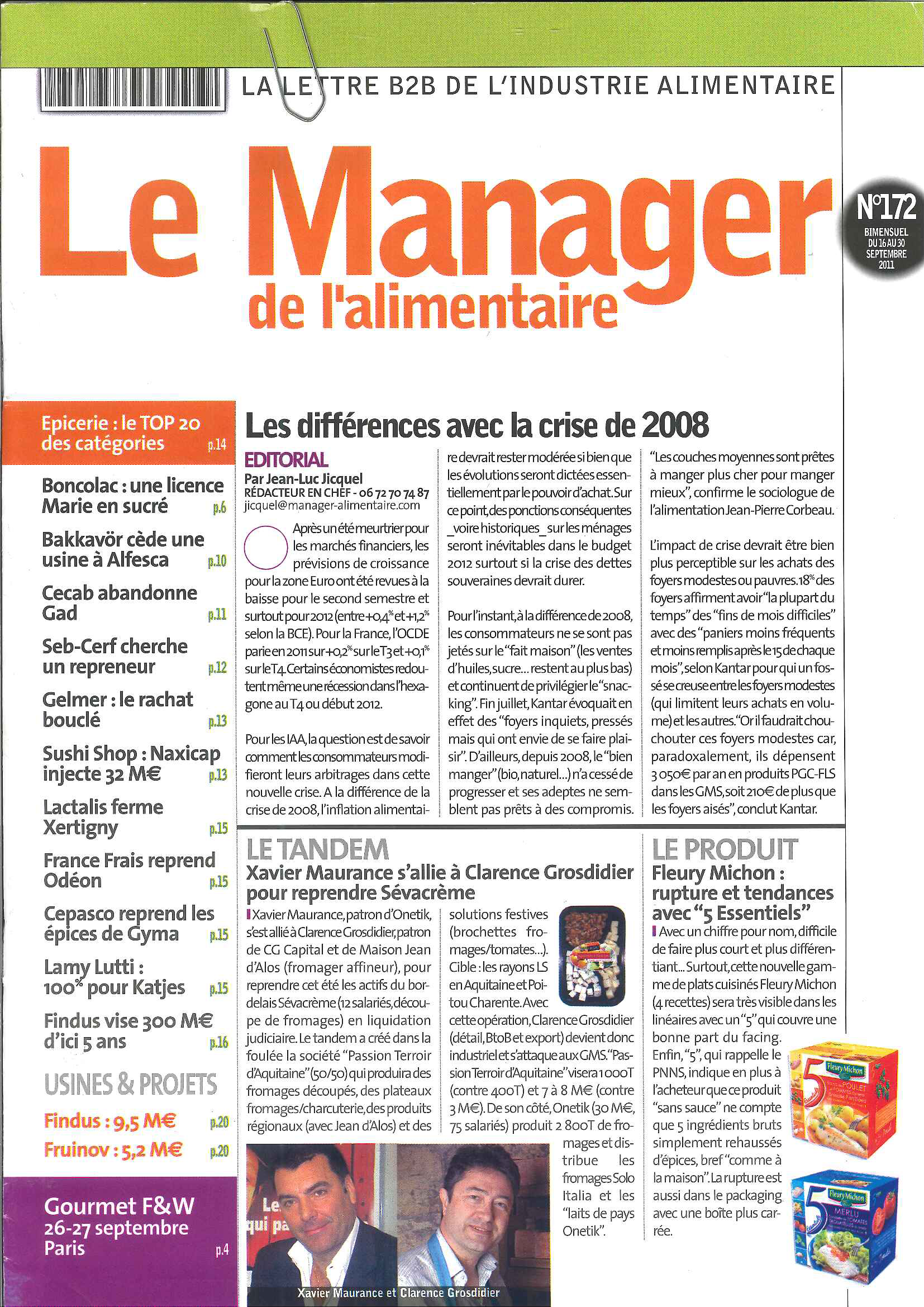 Manager de l’Alimentaire 172 – 09/11